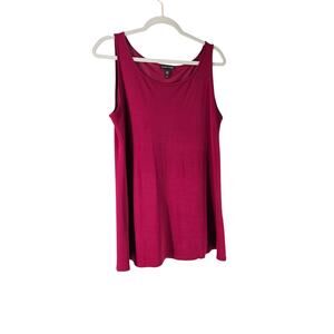 Eileen Fisher 100% Silk Ballet Neck Sleeveless Womens Large Red Wine Casual Prep